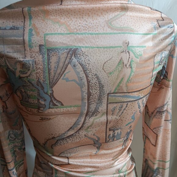 Vintage Small Huk-a-Poo Button-Up Disco Shirt With Victorian Abstract Pattern - Picture 8 of 9